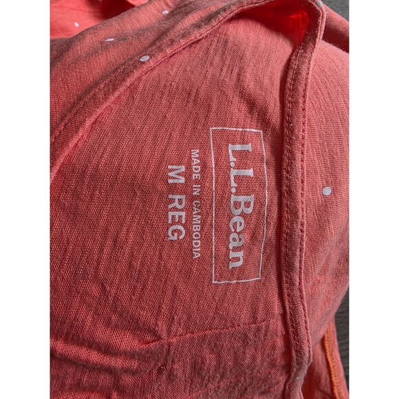 L.L.Bean Womens Coral Polka Dot Short Sleeve Blouse M - Picture 4 of 6